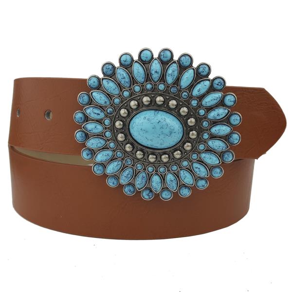 WESTERN TURQUOISE BUCKLE WITH PLAIN BELT.