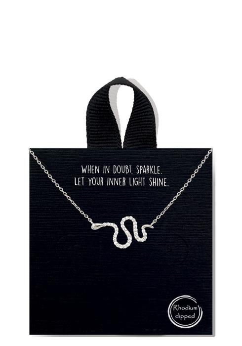 18K GOLD RHODIUM DIPPED RHINESTONE SNAKE PENDANT NECKLACE