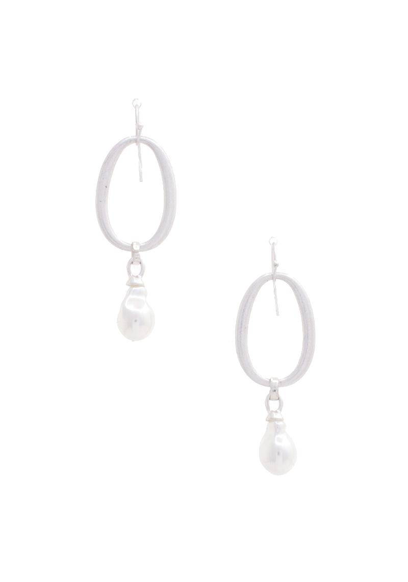 OVAL PEARL LINK DANGLE EARRING