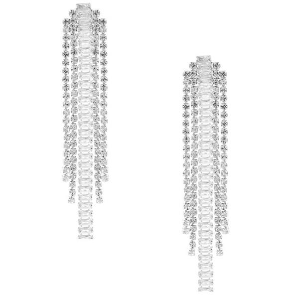 CUBIC ZIRCONIA BAGUETTE FRINGE EARRING