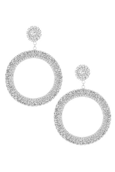ROUND RHINESTONE DANGLE EARRING