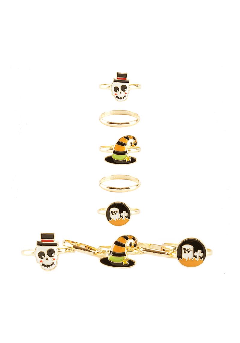 HALLOWEEN MIX DESIGN METAL 5 PC RING SET