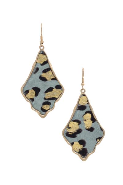 ANIMAL PRINT GENUINE LEATHER DROP EARRING