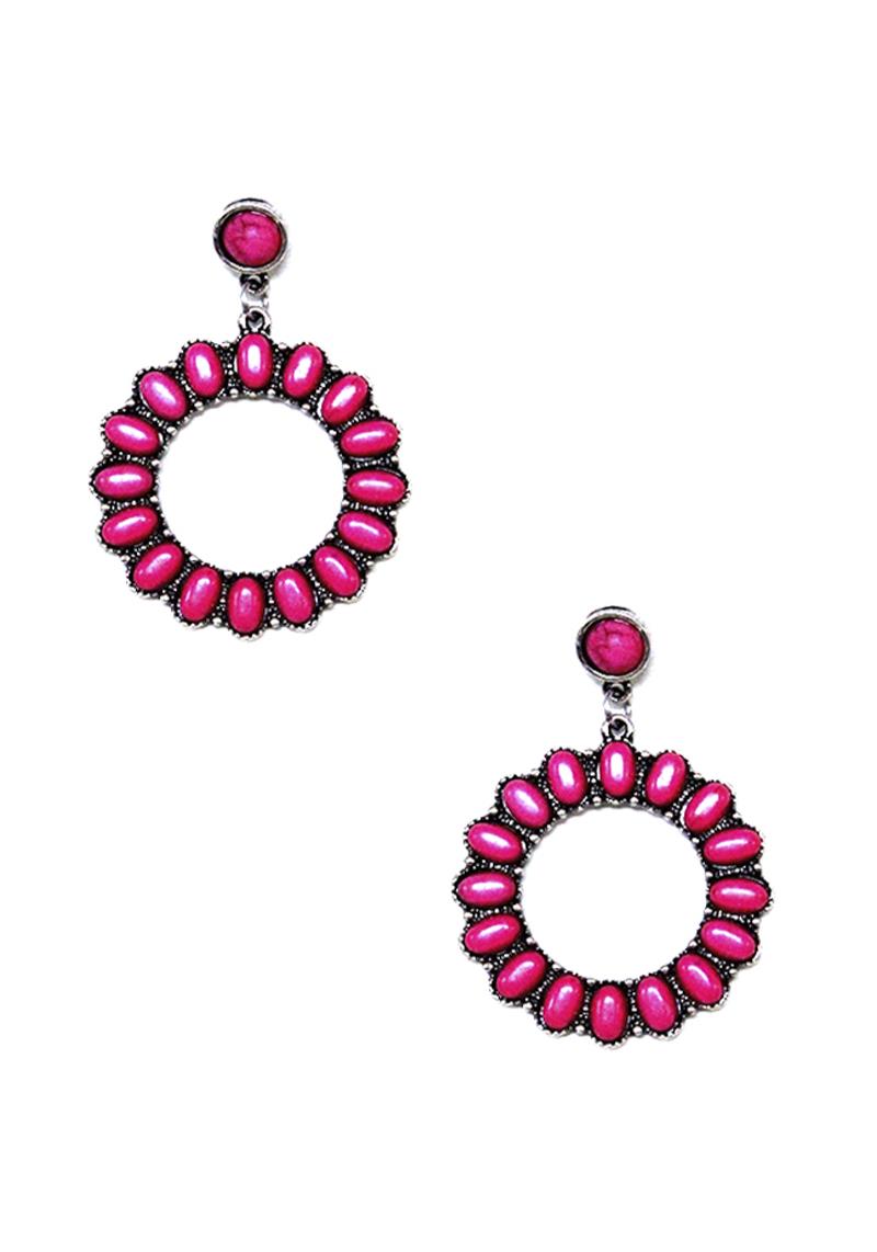 WESTERN STYLE ROUND DANGLE EARRING