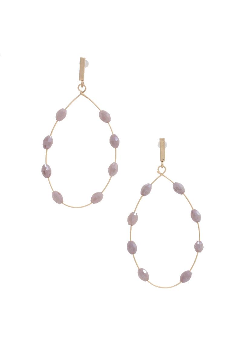 BEADED OVAL DROP EARRING