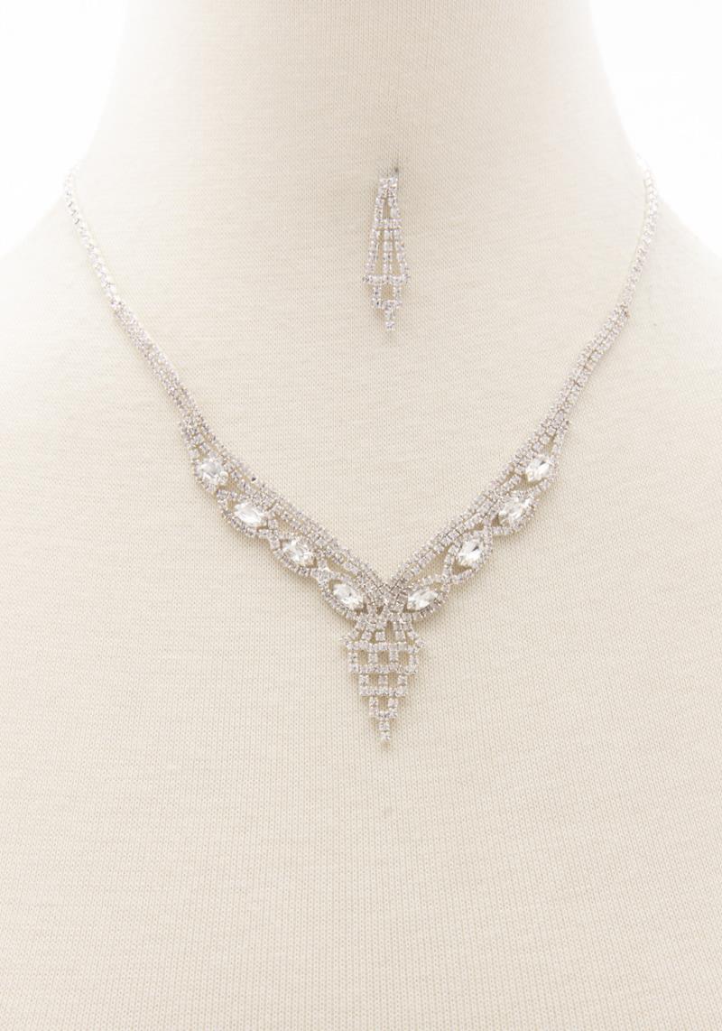 V SHAP RHINESTONE NECKLACE