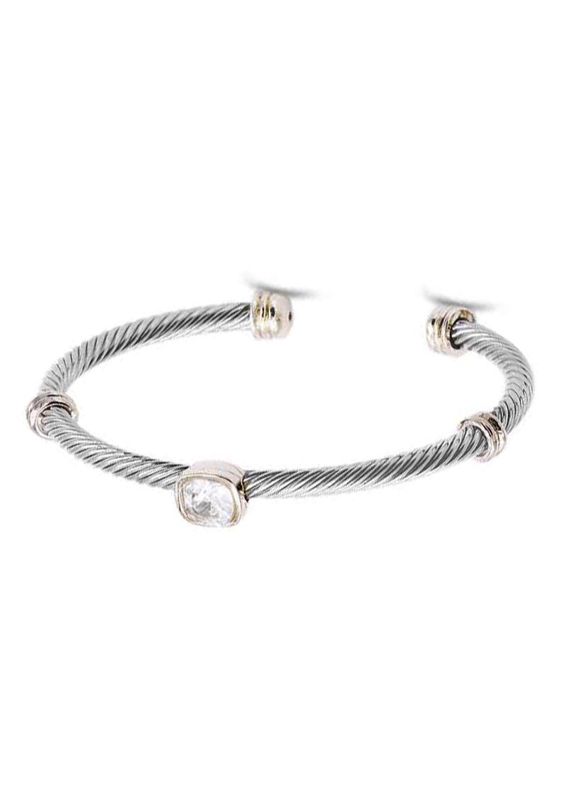ROPE METAL STONE CUFF BRACELET