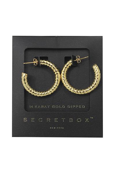 SECRET BOX 14 KARAT GOLD DIPPED HOOP EARRING