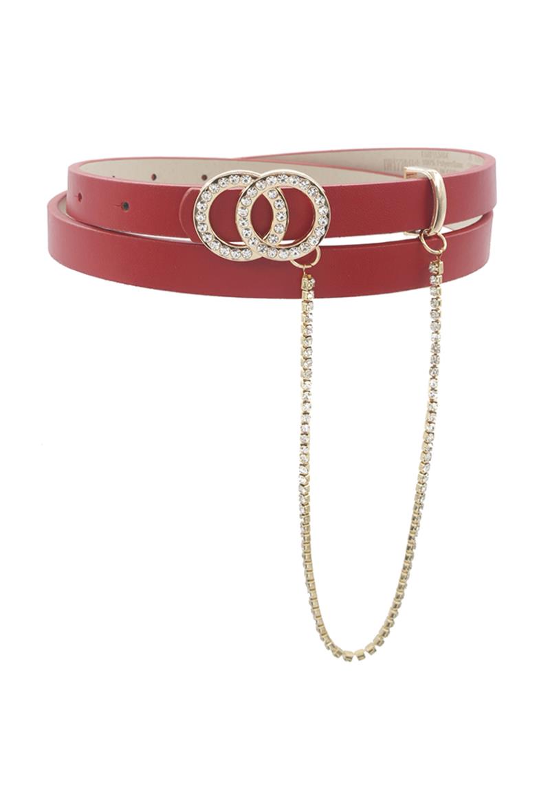 RHINESTONE DOUBLE CIRCLE BELT WITH RHINESTONE LOOP