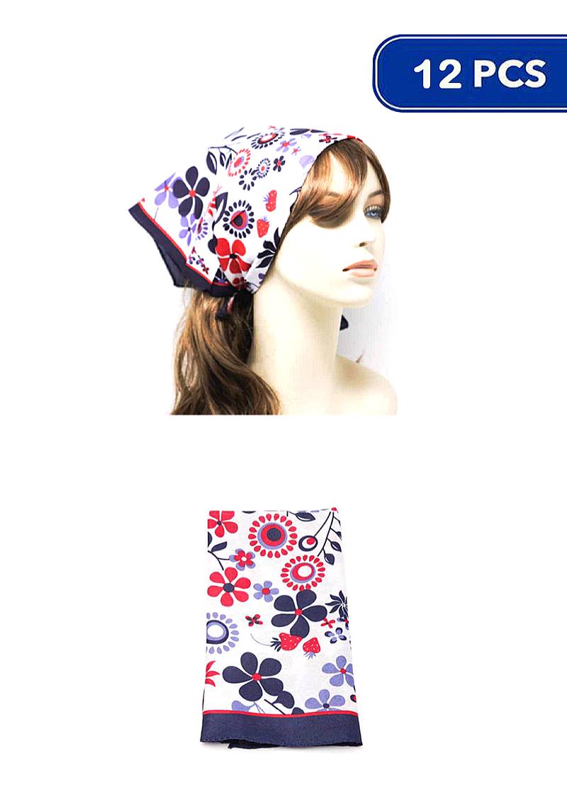 CUTE CHIC PRINT HAIR SCARF BANDANA (12 UNITS)