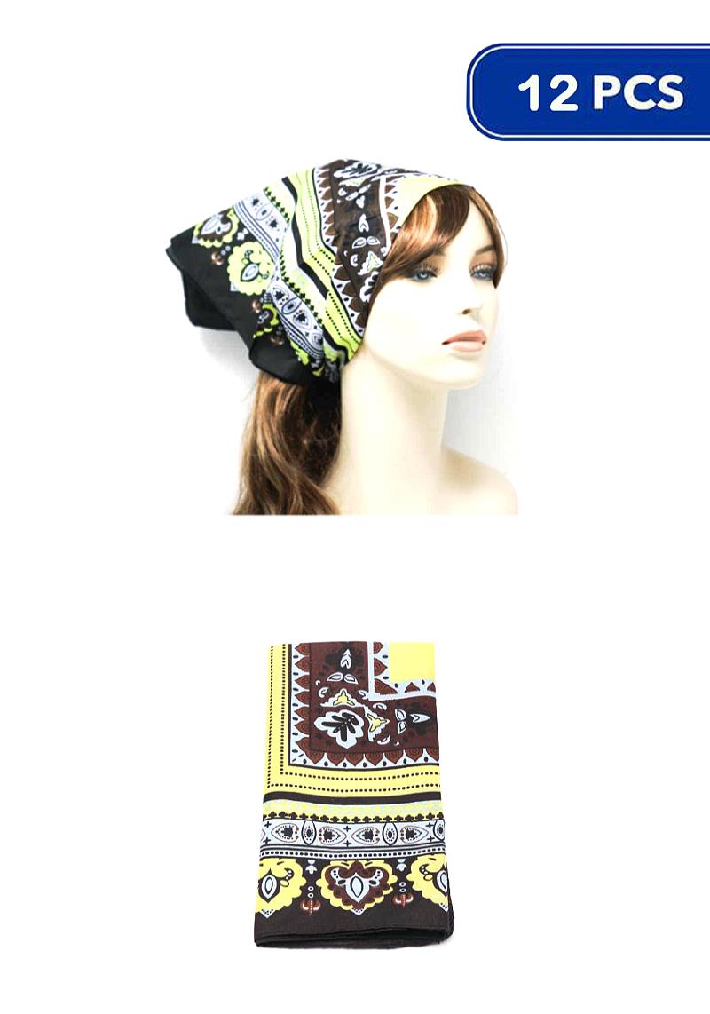 FASHION DESIGN PRINT HAIR SCARF BANDANA (12 UNITS)