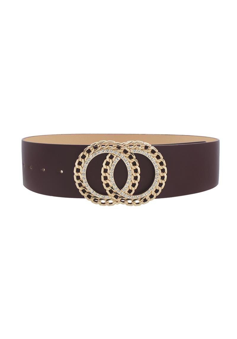 DOUBLE CIRCLE CHAIN AND RHINESTONE TRIM DESIGN BELT