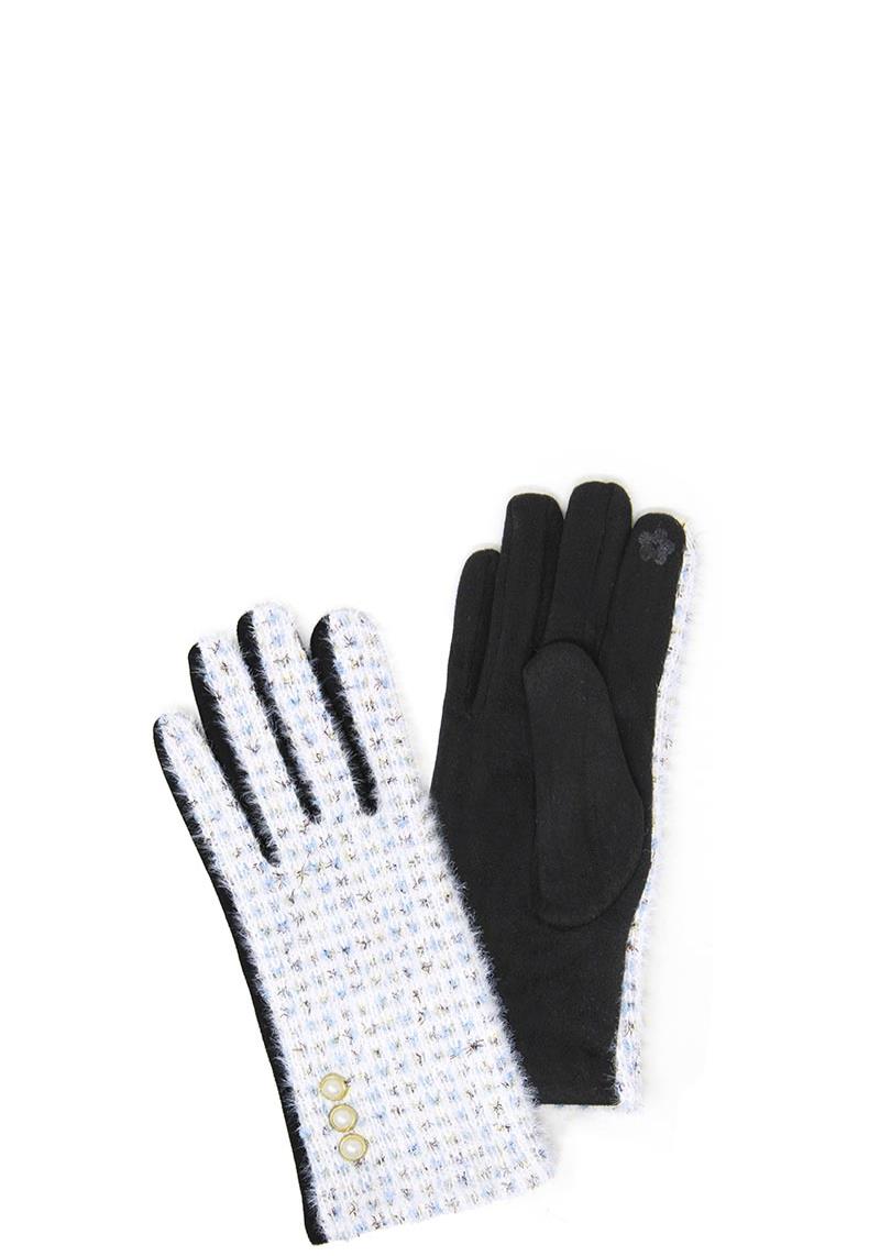 TWEED PEARL BOTTON SMART TOUCH GLOVES