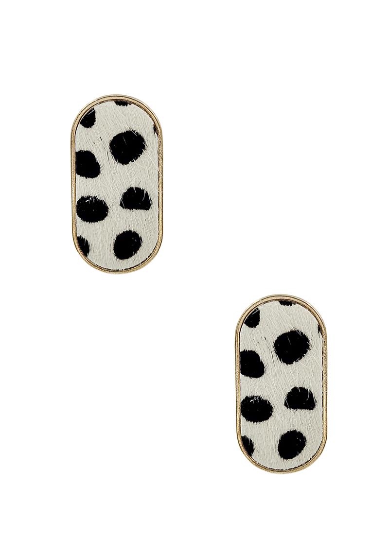 ANIMAL HAIRCLAF LEOPARD CHEETAH OVAL STUD EARRING