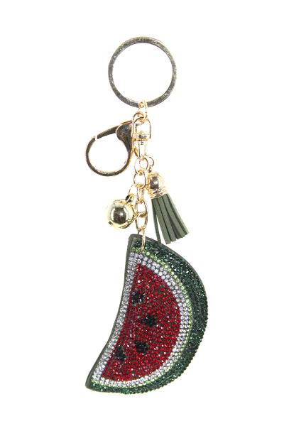 RHINESTONE WATERMELON TASSEL KEY CHAIN