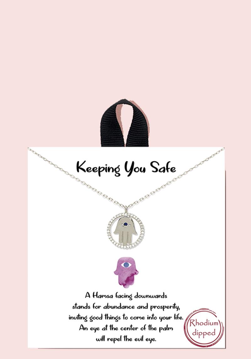 18K GOLD RHODIUM DIPPED KEEPING YOU SAFE PENDANT NECKLACE