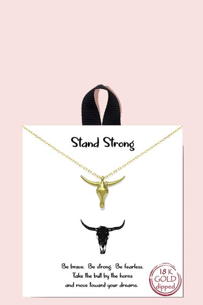 18K GOLD RHODIUM DIPPED STAND STRONG PENDANT NECKLACE