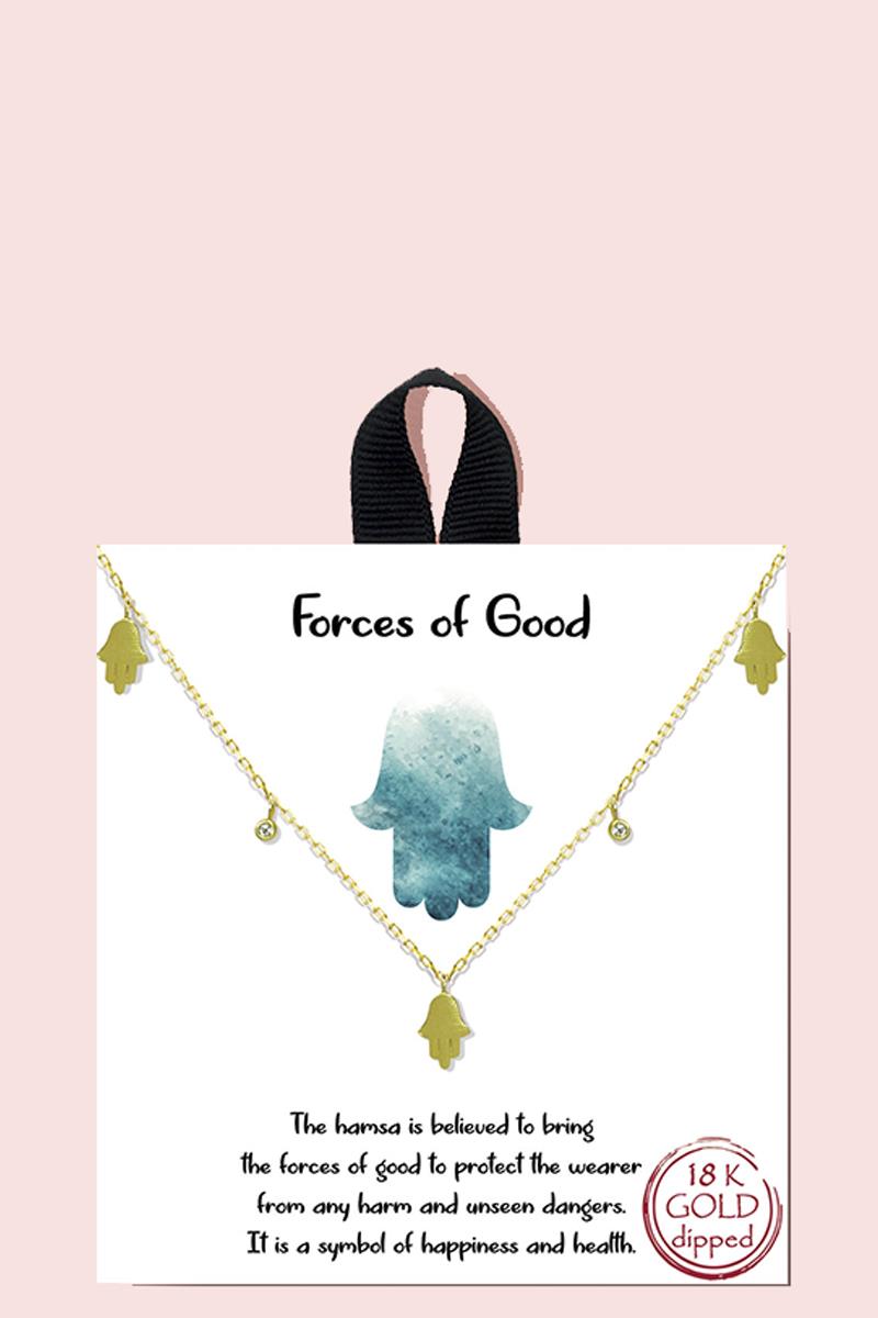 18K GOLD RHODIUM DIPPED FORCES OF GOOD PENDANT NECKLACE