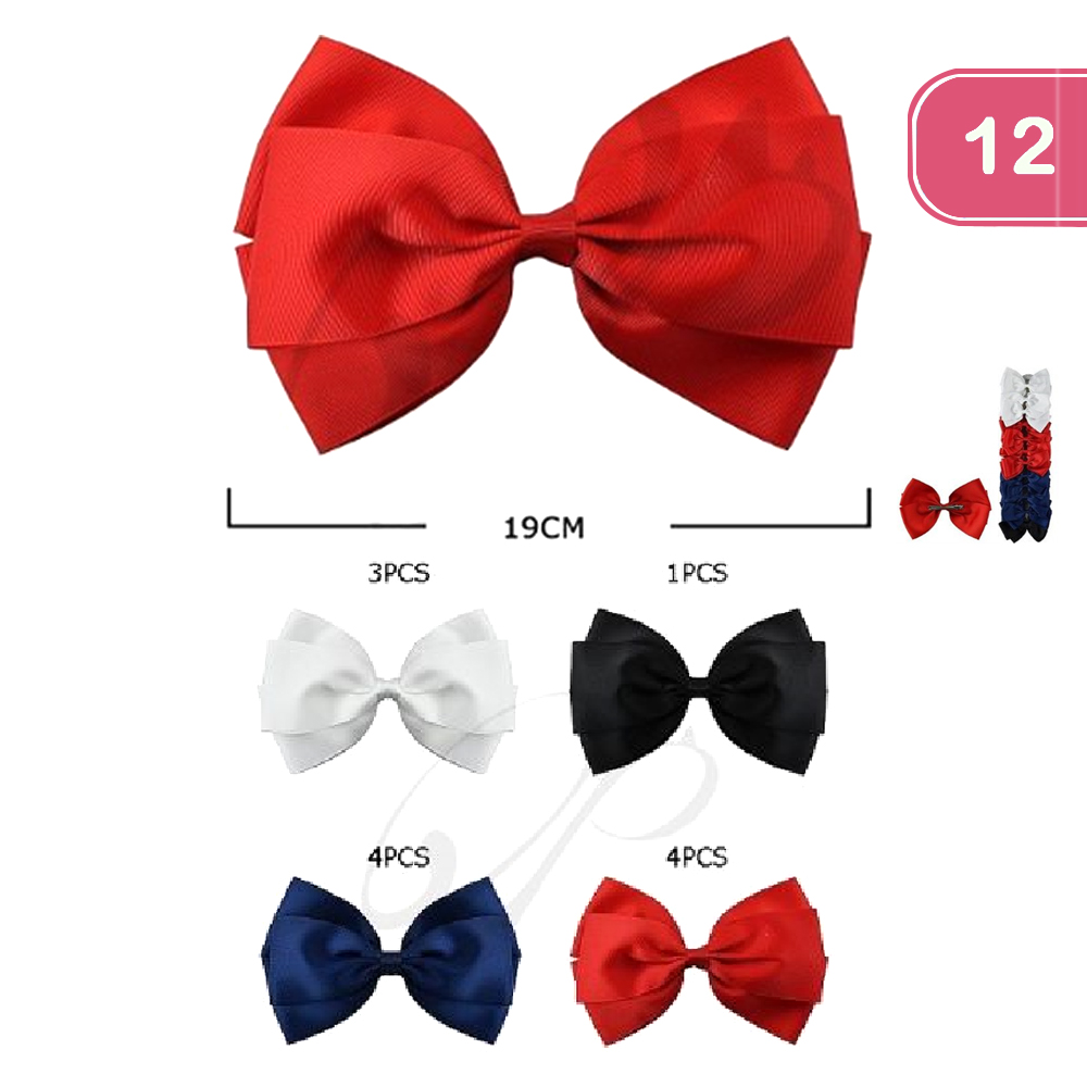 FASHION RIBBON HAIR BOW (12 UNITS)