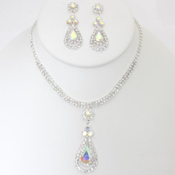 DOUBLE TEARDROP RHINESTONE NECKLACE