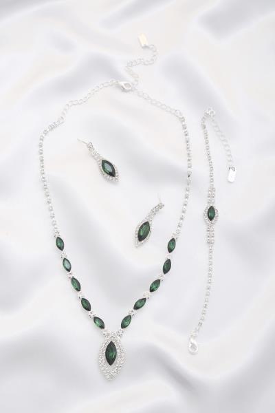 MARQUISE RHINESTONE NECKLACE AND BRACELET SET