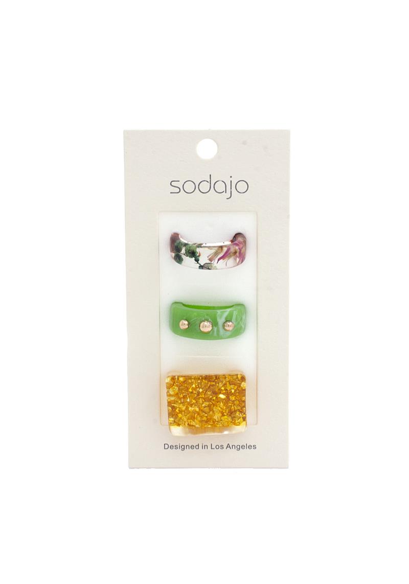 SODAJO 3PCS ASSORTED RESIN RING SET