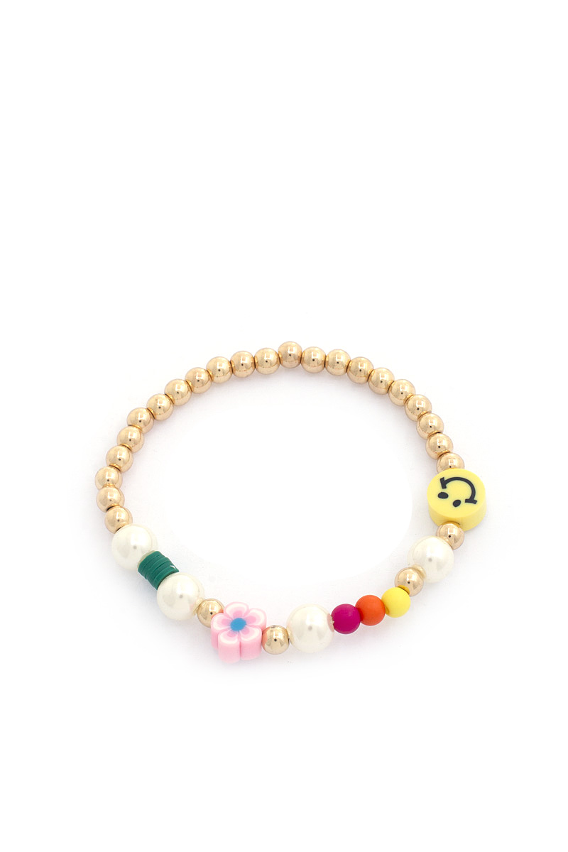 HAPPY FACE FLOWER BEAD BRACELET