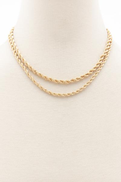 2 LAYERED METAL TWIST CHAIN NECKLACE