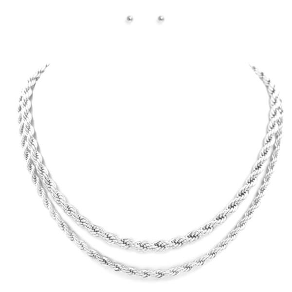 2 LAYERED METAL TWIST CHAIN NECKLACE