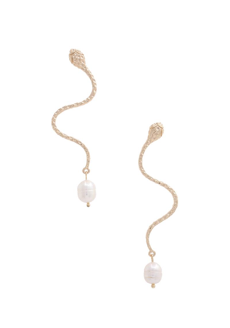 SODAJO SNAKE PEARL DANGLE EARRING