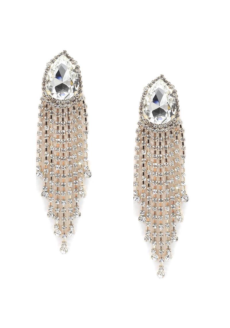 RHINESTONE TASSEL DROP EARRING