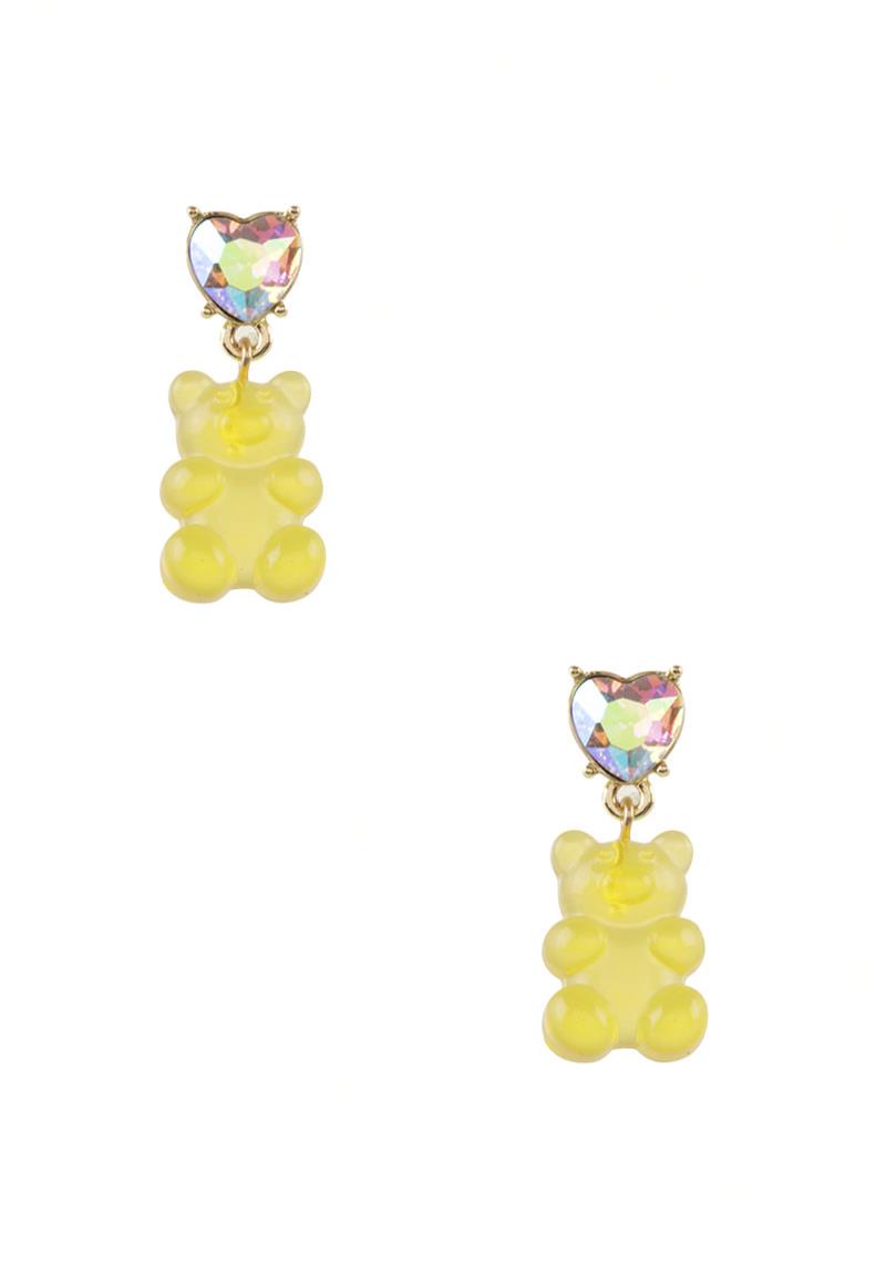 HEART STONE GUMMY BEAD DANGLE EARRING