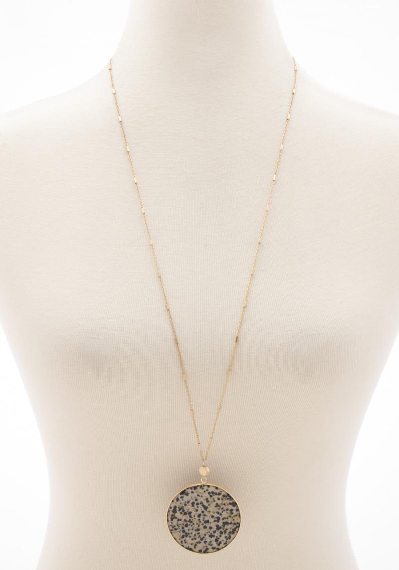 FASHION CHIC LONG CHAIN CIRCLE PENDANT NECKLACE