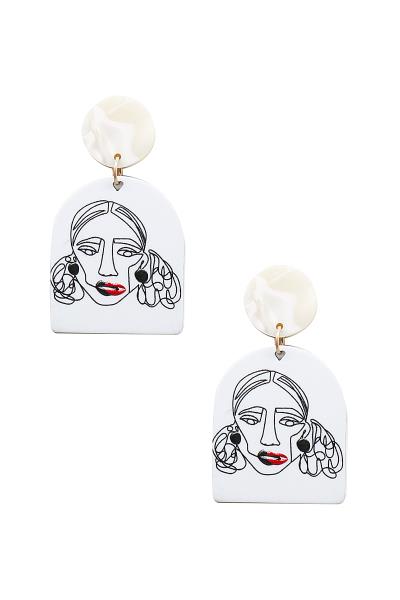 FASHION CHIC PORTRAIT CURVE SHAPE EARRING