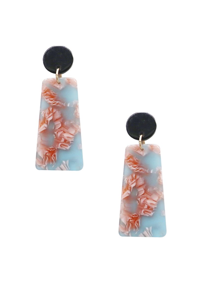 CHIC ACETATE PATTERN PRINT SHAPE DROP EARRING