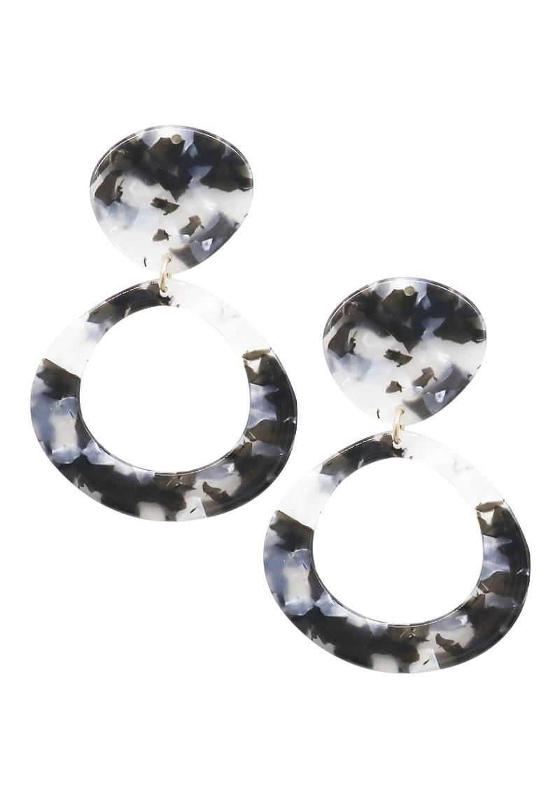 FASHION OPEN ROUND DESIGN PRINT PATTERN EARRING