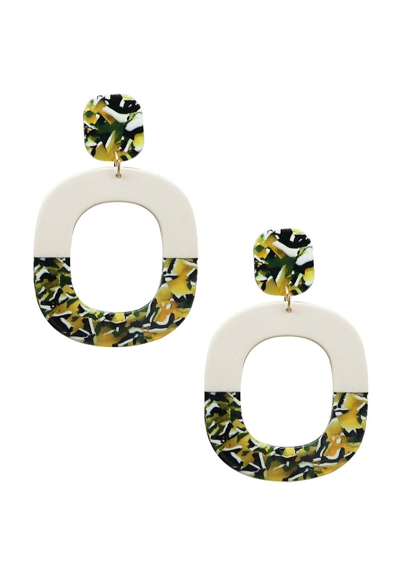 TWO TONE ROUND OPEN PATTERN EARRING