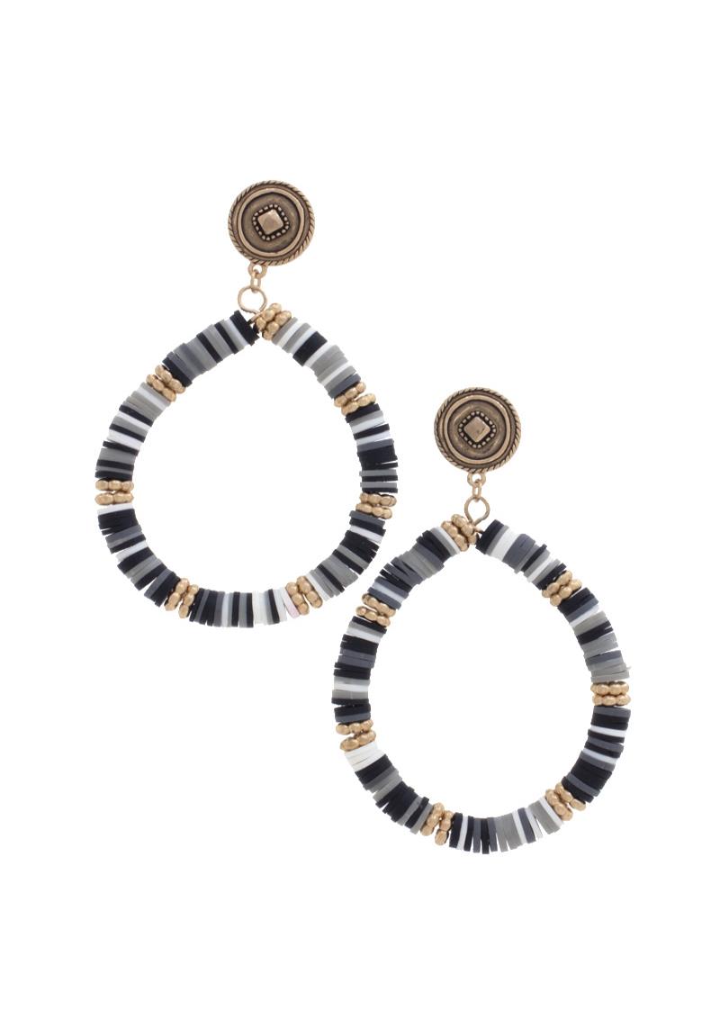 FASHION MIX DISC BEAD TEAR SHAPE EARRING
