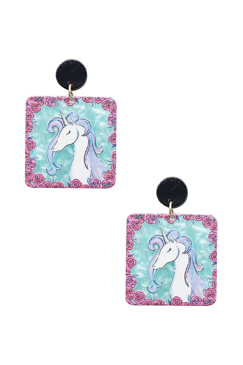 CHIC HORSE PRINT SQUARE EARRING