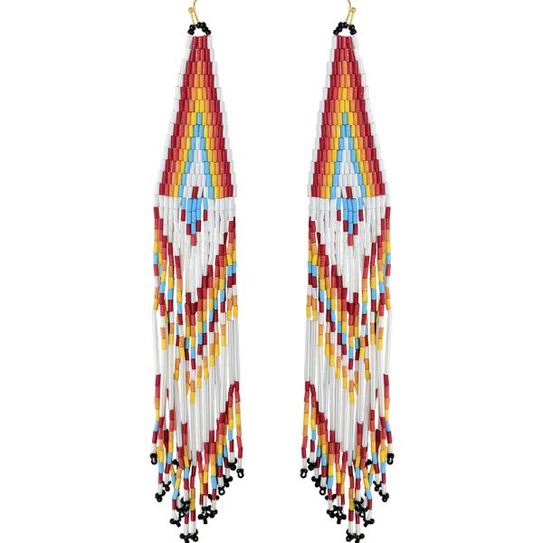 AZTEC PATTERN BEADED DANGLE EARRING