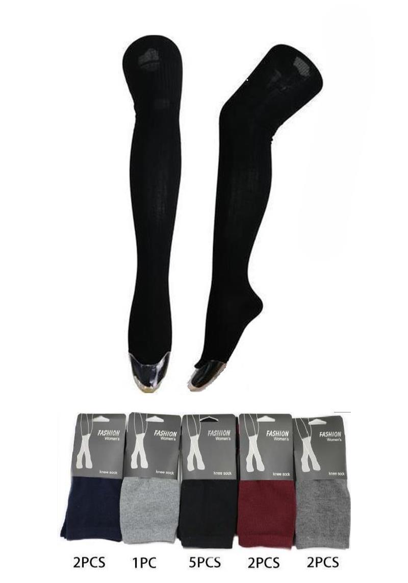 FASHION MULTI COLOR OVER THE KNEE HIGH SOCKS (12 UNITS)