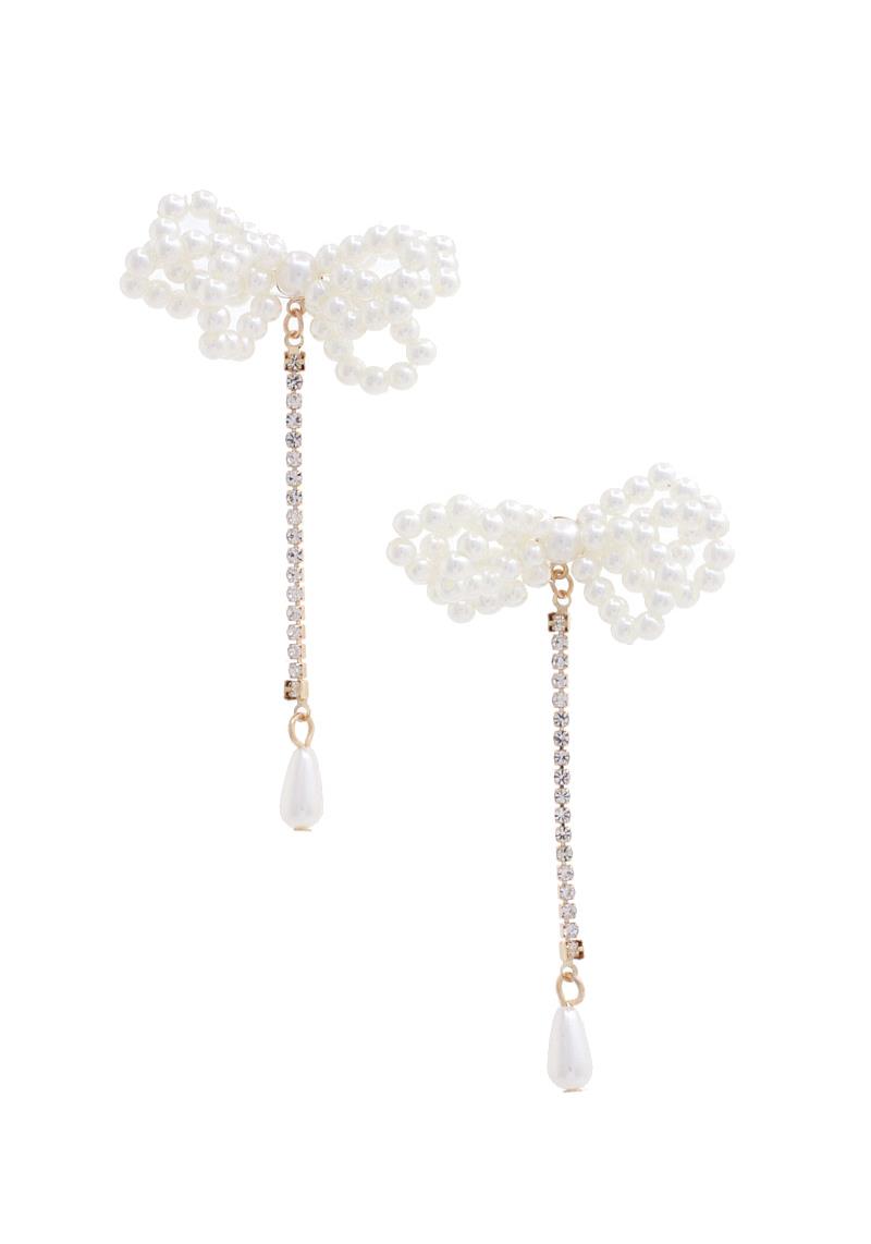 SODAJO BOW PEARL DANGLE EARRING