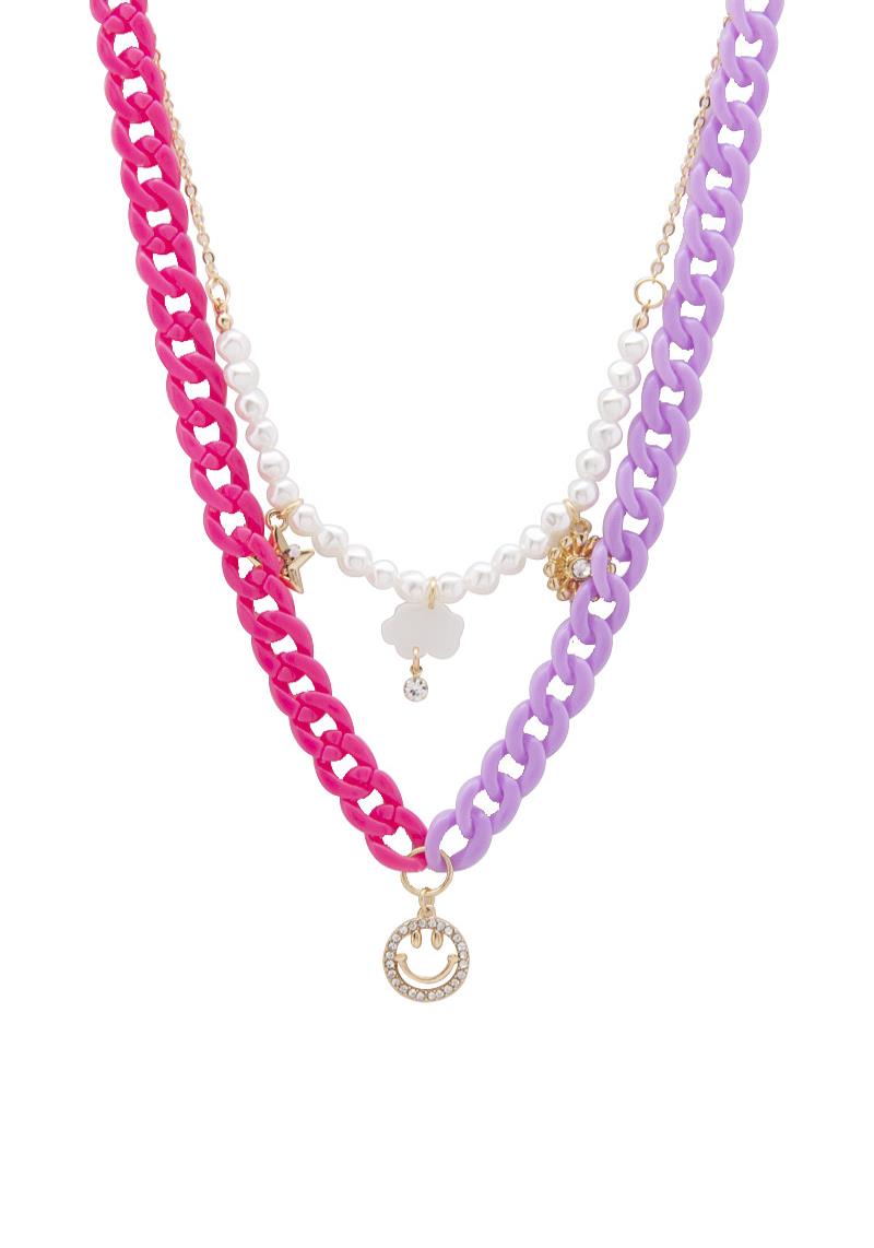 SODAJO CURB LINK CLOUD CHARM LAYERED NECKLACE