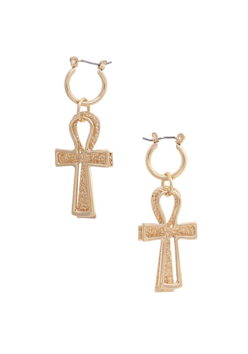 CROSS HUGGIE EARRING