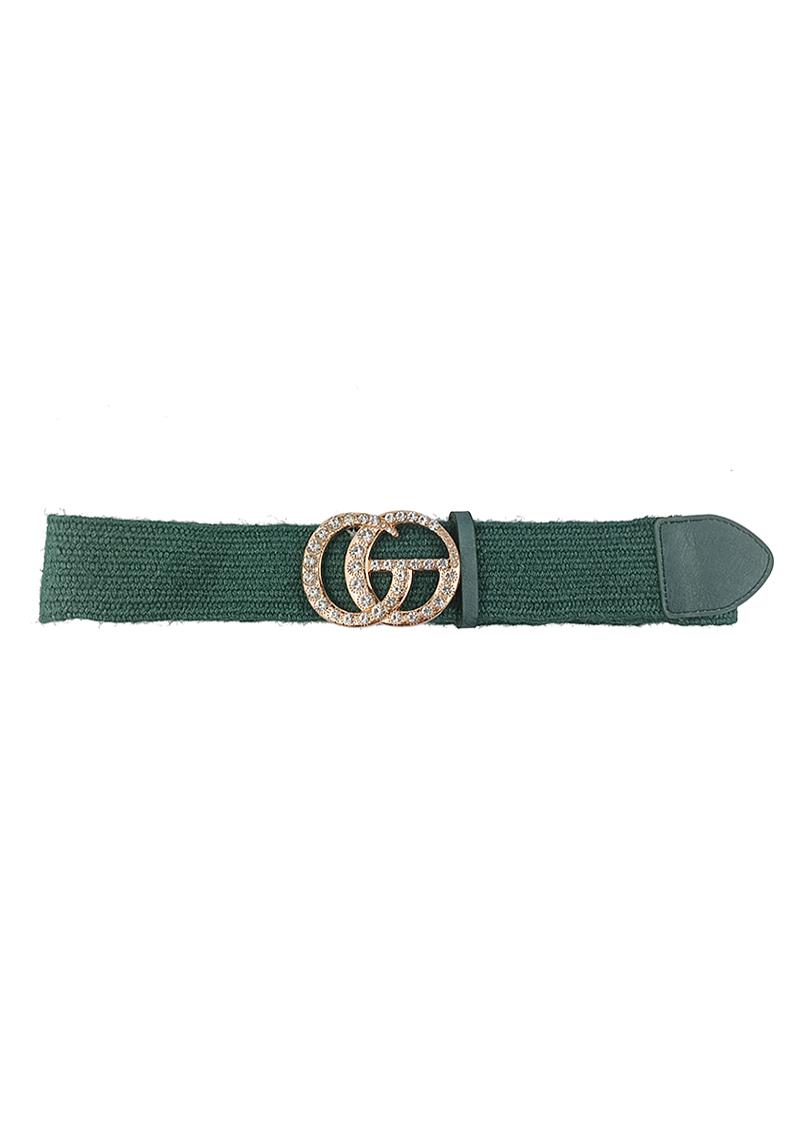 FASHION CRYSTAL RHINESTONE METAL LETTER BURLAP DESIGN BELT