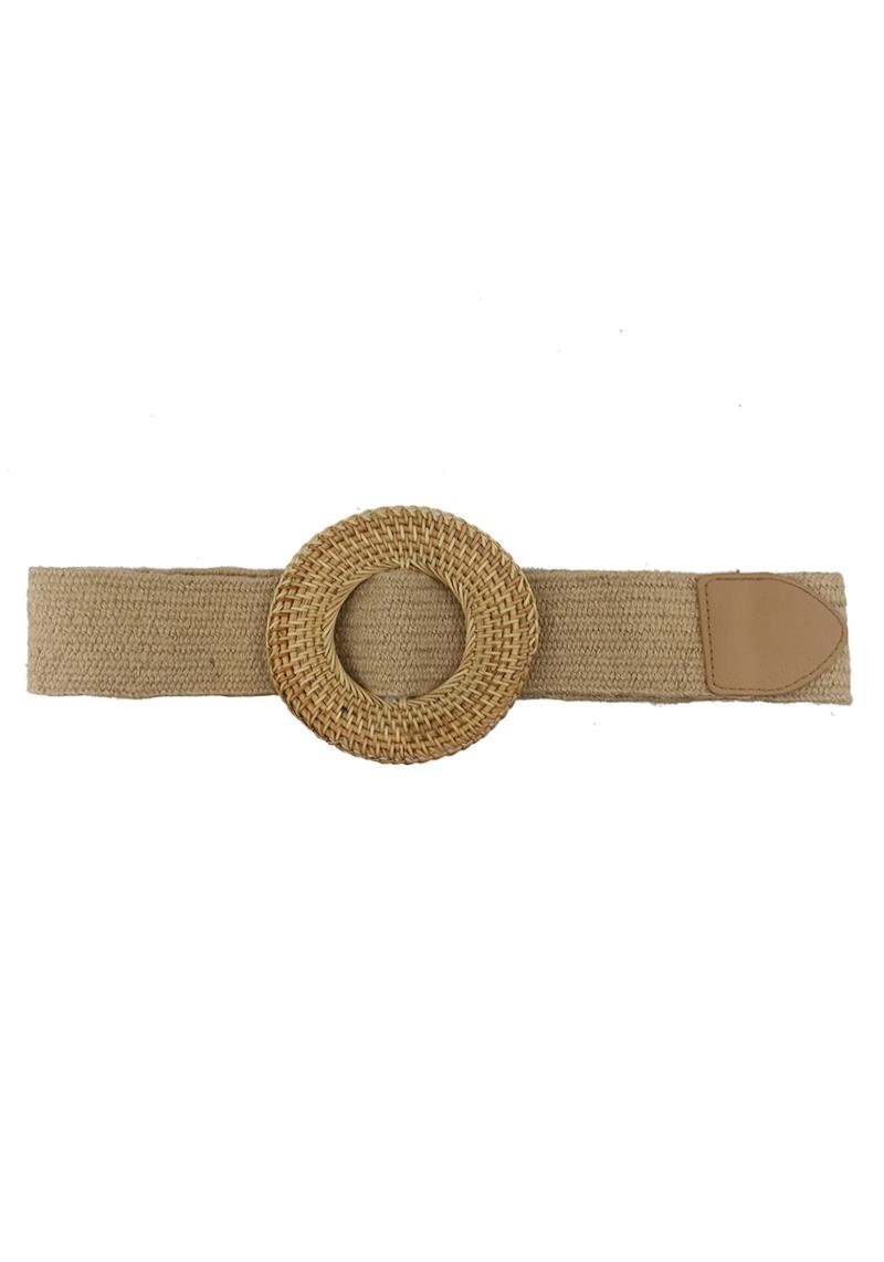 ROUND LARGE STRAW BURLAP DESIGN BELT