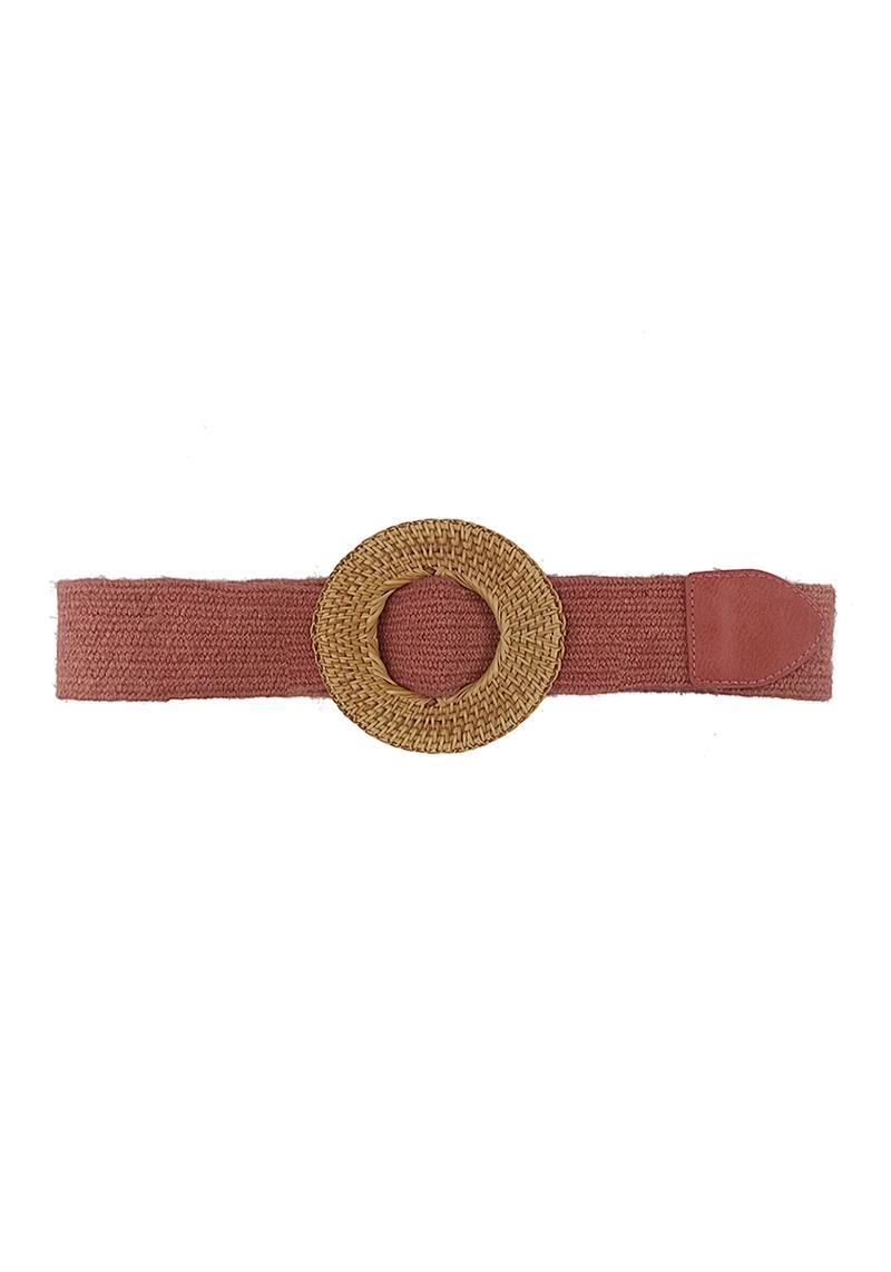ROUND LARGE STRAW BURLAP DESIGN BELT