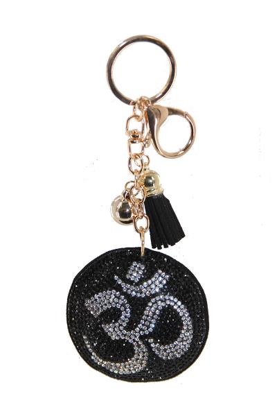 RHINESTONE ROUND TASSEL KEY CHAIN