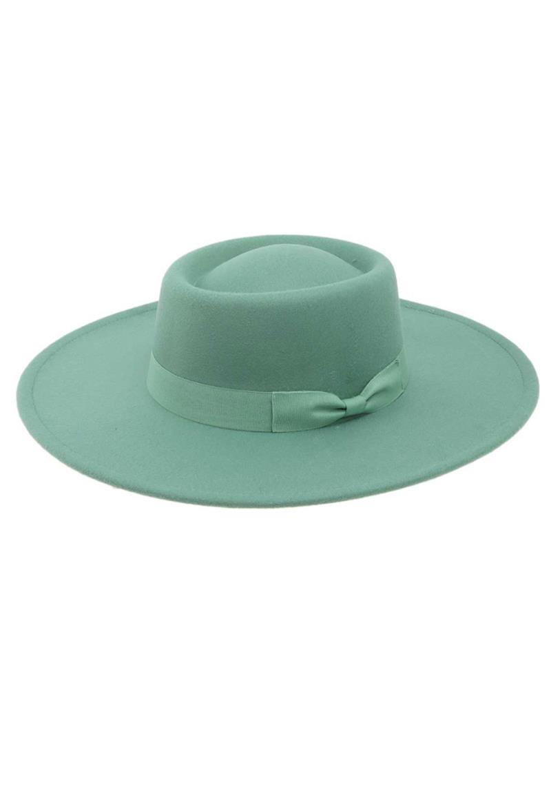 FELT FEDORA HAT WITH RIBBON STRAP WITH BOW
