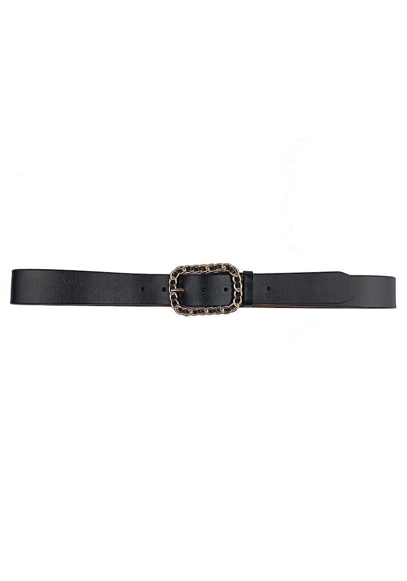 SMOOTH ROUND SQUARE CHAIN LINK PATTERN BUCKLE BELT